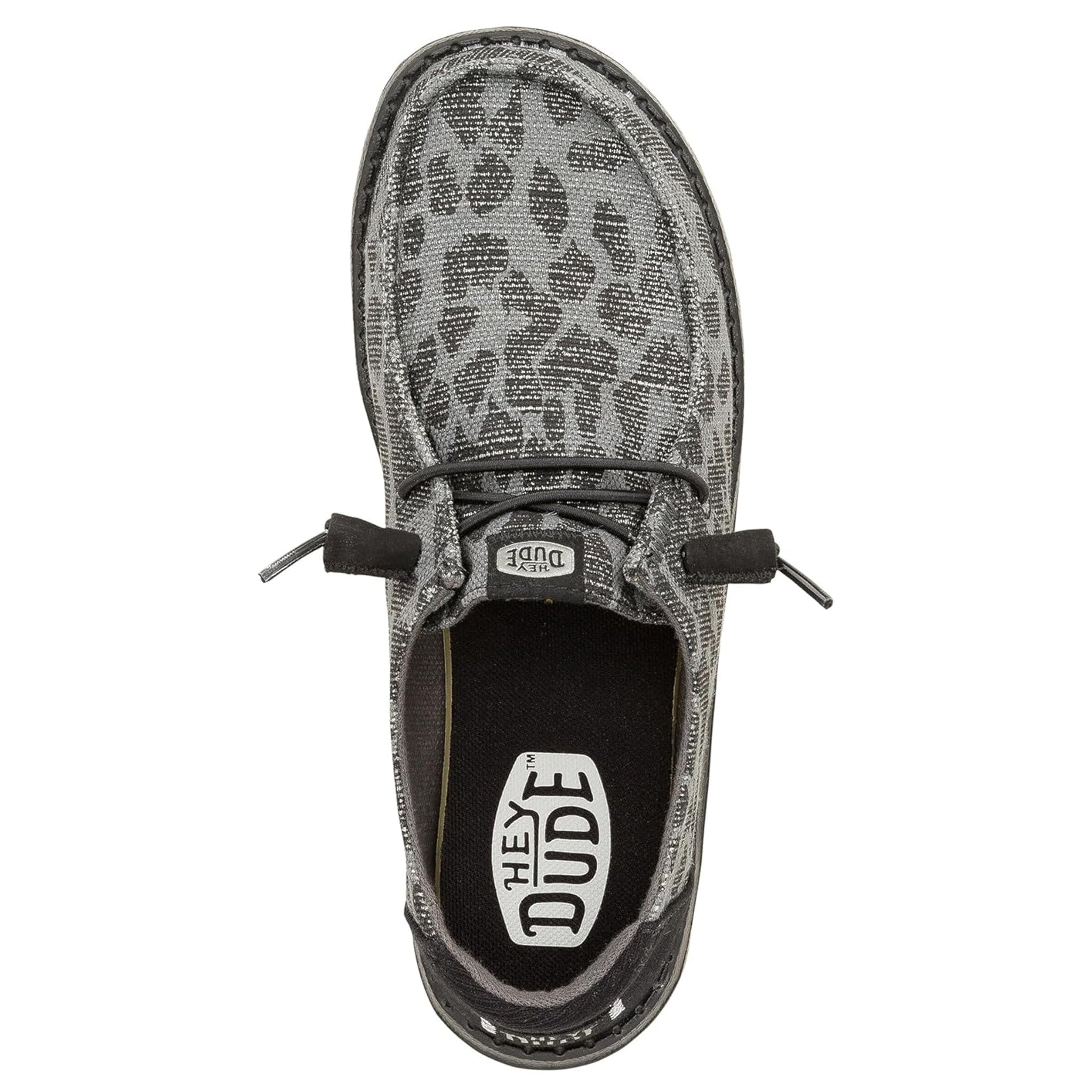 おしげ　レディース　BLK S Hey Dude Women's Wendy Leopard Sparkle Black Shoes