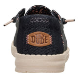 Heel on the Hey Dude Wendy Black Floral Boho Shoes 