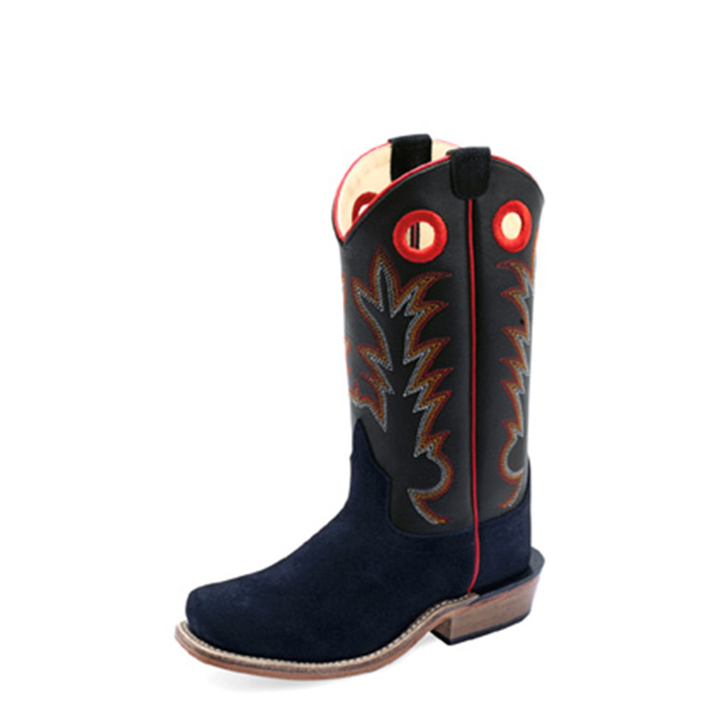 Jama Old West Youth Roughout Black & Red Boots
