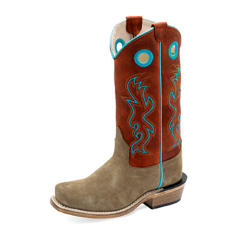 Old West Kid's Roughout Camel/Red Boots