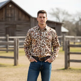 Full front side view of Men's Camo Long Sleeve Shirt 