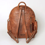 Back view - leather straps and handle. Side zipper pocket