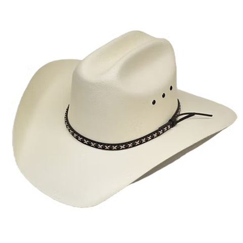 Cream hat with Black accents and band on White Background