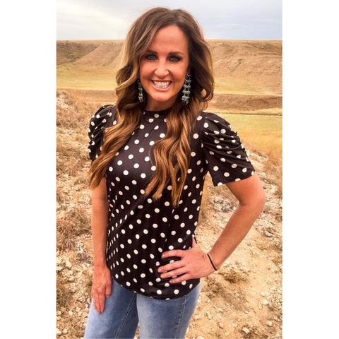 Dot Darling Top in Black With White Polka Dots