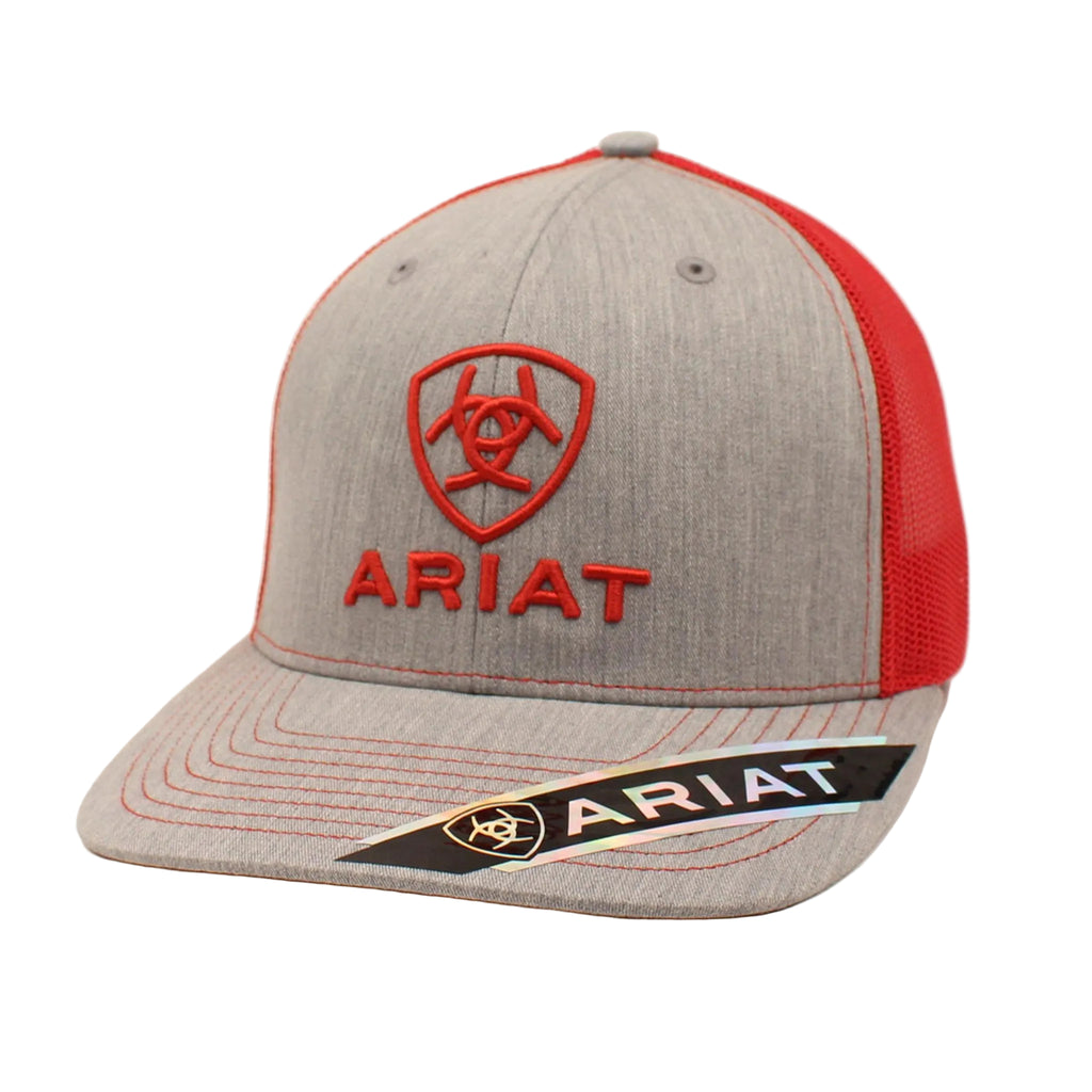Ariat® Men's Grey Shield Logo Snapback Ball Cap