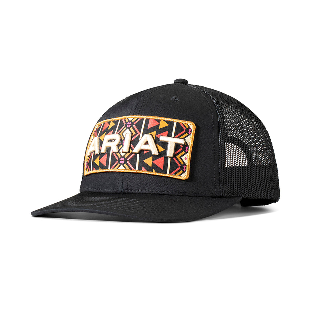 Ariat Embroidered Southwestern Black Snapback Hat