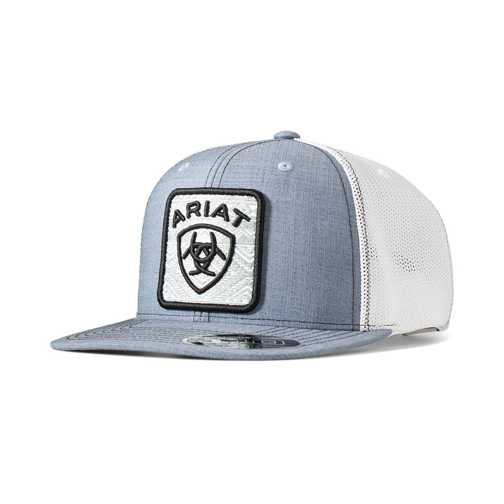 Ariat Hats Unisex Embroidered Aztec Patch Logo Denim Mesh Back Snapback Cap