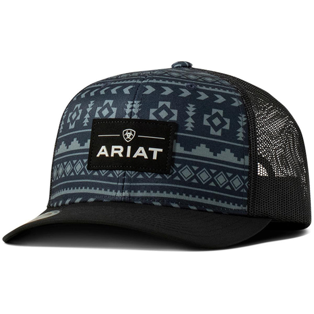 Navy and Grey Aztec Print Cap with a Ariat Patch