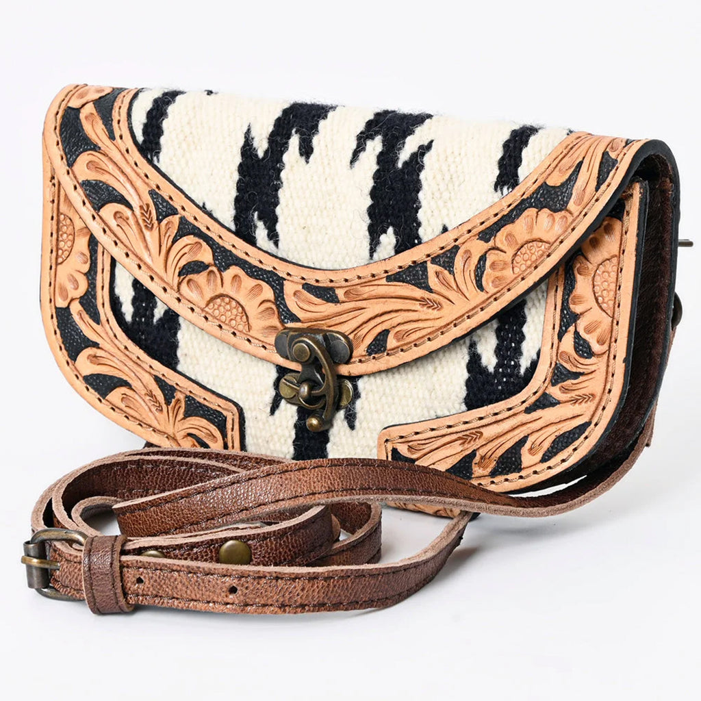 Front side view of American Darling Western Leather Crossbody Hand Bag