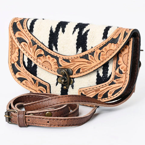 Front side view of American Darling Western Leather Crossbody Hand Bag