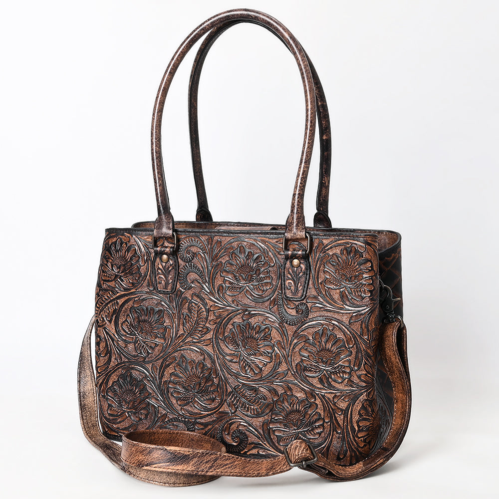 American Darling Chocolate Leather Tooled Purse