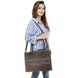 style view of brown tote 
