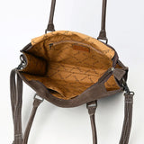 open top view - zipper closure - inside side zipper pocket - double open top pockets opposite side. 