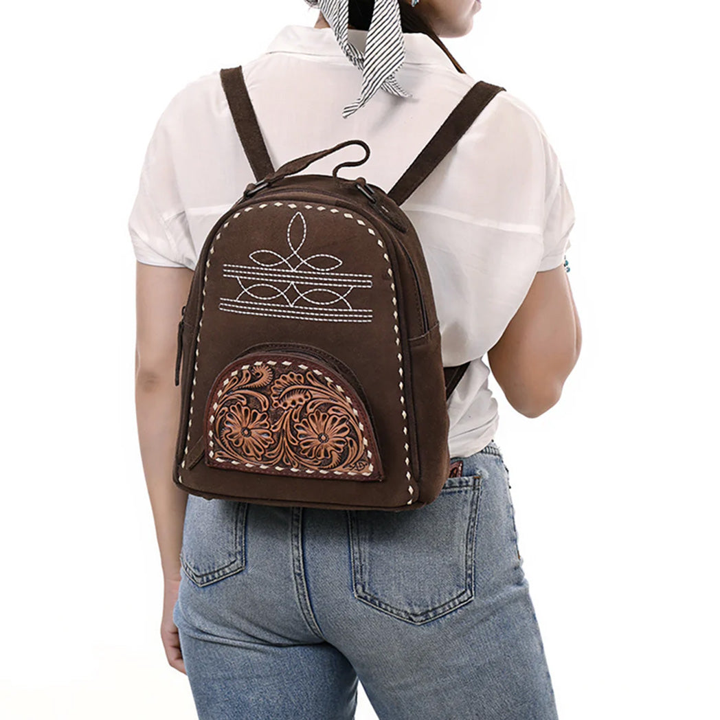 BOOTSTITCH backpack with tooling American Darling Suede Boot Stitch Sling Backpack main image 4