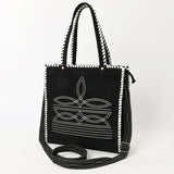 American Darling Black Suede Boot Stitch Tote