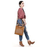 American Darling Tan Suede Boot Stitch Tote