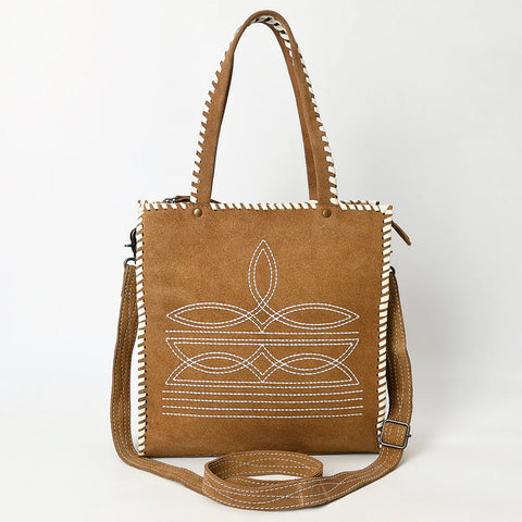 American Darling Tan Suede Boot Stitch Tote