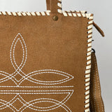 American Darling Tan Suede Boot Stitch Tote
