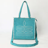 Turquoise with White Boot Stitch and White Edging Stitching Purse