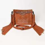 American Darling Brown Boot Stitch Tooled Purse