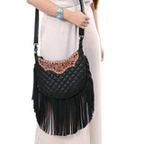 American Darling Floral Tooled Fringe Crossbody Purse