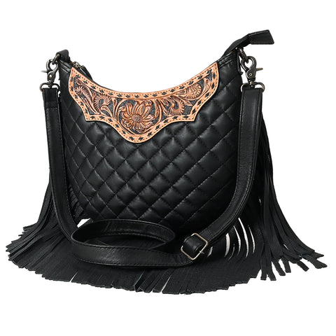 American Darling Floral Tooled Fringe Crossbody Purse
