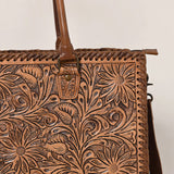 American Darling Brown Floral Tooled Tote