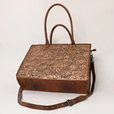 American Darling Brown Floral Tooled Tote
