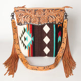 Aztec Blanket purse with shoulder strap and fringe