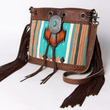 angle view of aztec blanket purse