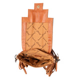 Top view - snap closure. Inside zipper pocket and side pocket