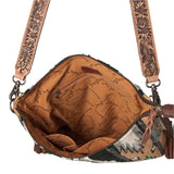 Open top view of purse. Zipper Closure. Inside zipper pocket. Double open inside side pocket.