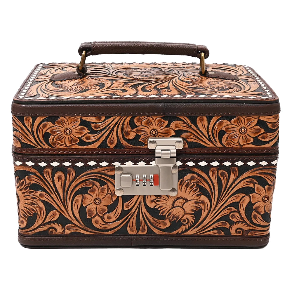 American Darling Dark Brown Tooled Jewelry Case