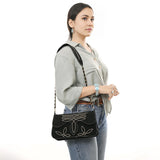 American Darling Black Suede Boot Stitch Purse