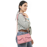 American Darling Pink Suede Boot Stich Purse