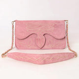 American Darling Pink Suede Boot Stich Purse