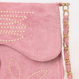 American Darling Pink Suede Boot Stich Purse