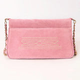 American Darling Pink Suede Boot Stich Purse