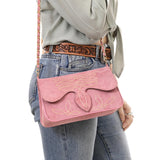 American Darling Pink Suede Boot Stich Purse