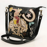 Black Crossbody with Retro Bronc Embroidery 