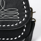 close up of the white boot stitching