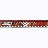 American Darling Red & White Flower Tooled Belt