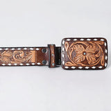 American Darling Belt Beautifully Hand Tooled Leather Unisex | Western Handcrafted Buckle View