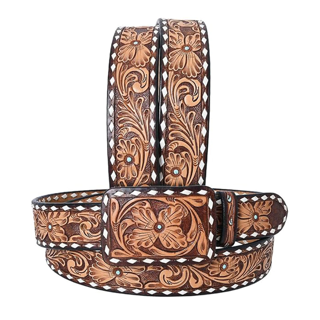American Darling Belt Hand Tooled Leather Unisex 