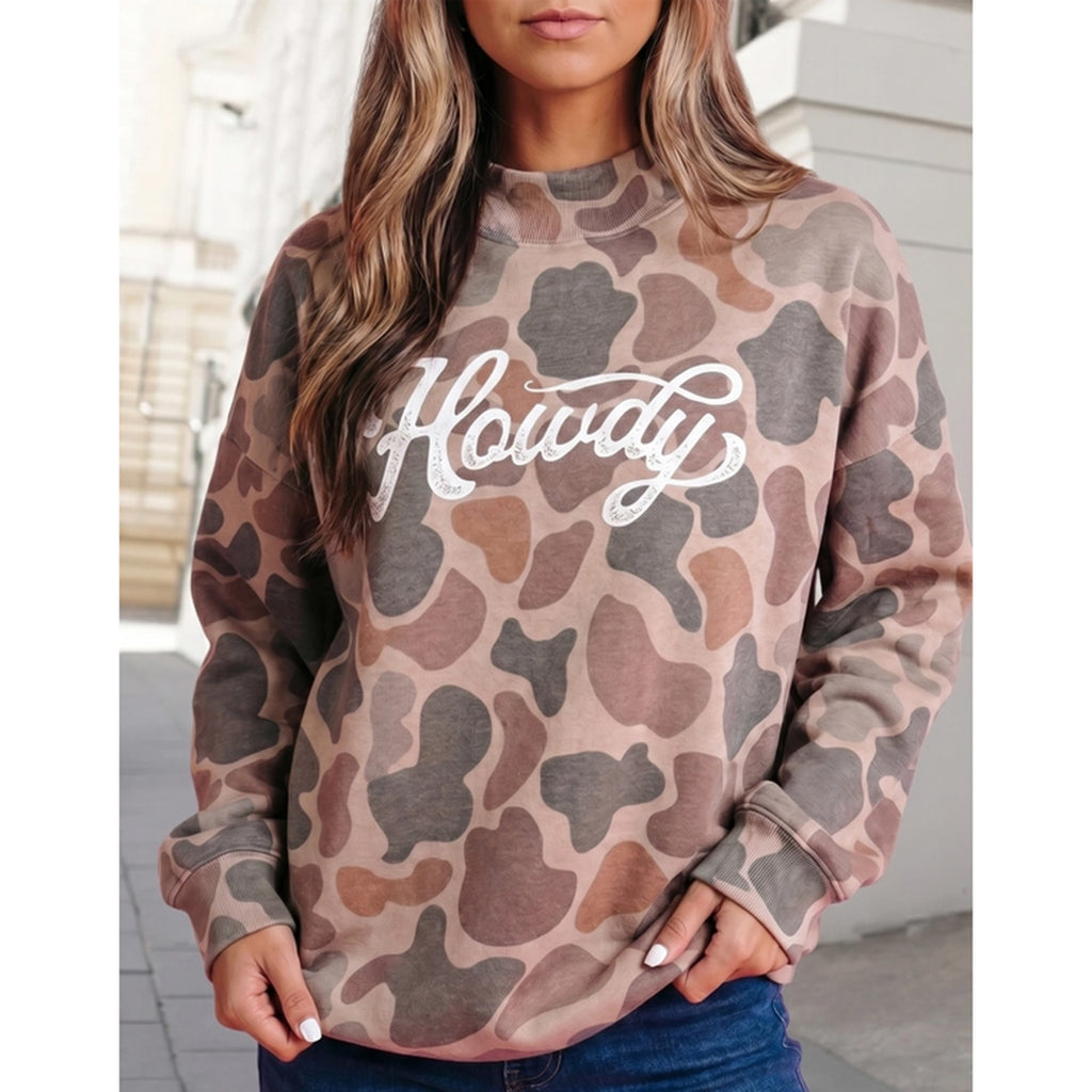 Camo Letter Long Sleeve Sweatshirt