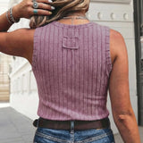 Western Mineral Wash Slim Fit Ribbed Tank Top Back View