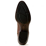 Ariat Men's Sumter R Toe Western Boot Dark Tan Sole View