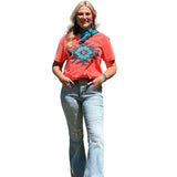 Texas True Threads Coral Aztec Tee