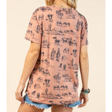 Rust & Charcoal Western Print Short Sleeve Shirt
