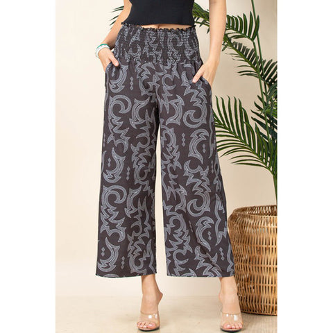 ZARA WESTERN BOOTSTITCH PRINT SMOCK ELASTIC PANTS